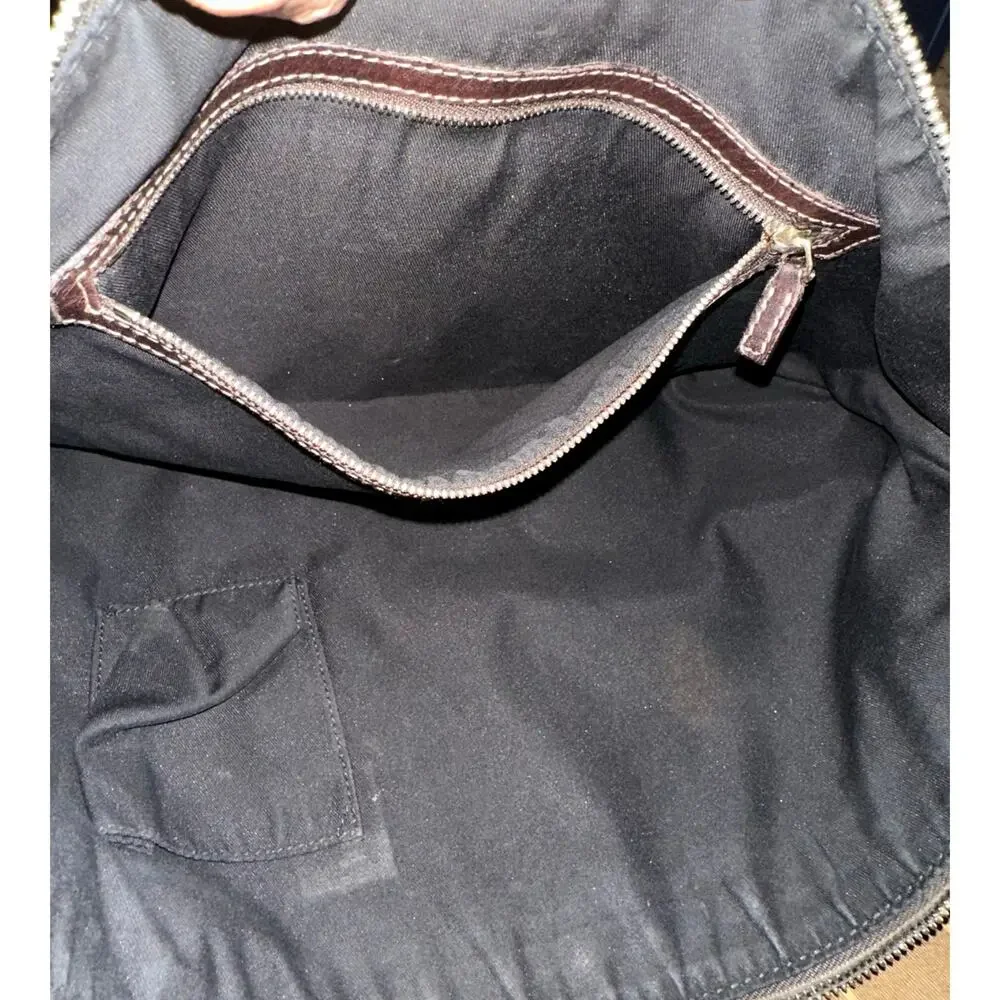Rare vintage Gucci Half Moon bamboo Horsebit canvas & leather hobo brown black